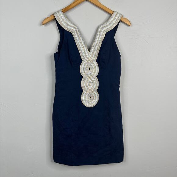 Lilly Pulitzer Valli Shift Dress in True Navy - Picture 3 of 10